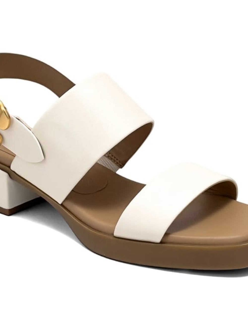 Aerosoles White Two-Strap Low Block Heel Sandal size 9